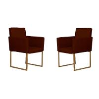Conjunto 02 Poltronas Para Recepção E Sala Klara Suede Marrom - 1