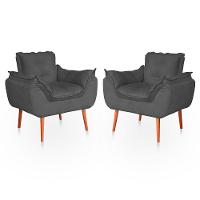 Kit 02 Poltronas Opala Para Sala Confortável Resistente Cinza - 1