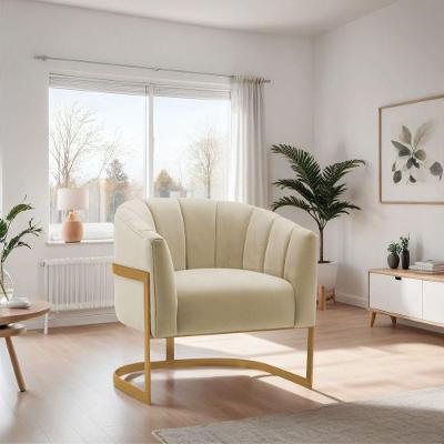 Poltrona De ativa Sala De Estar Mavie Base De Ferro Dourado Suede Móveis Cinza Escuro