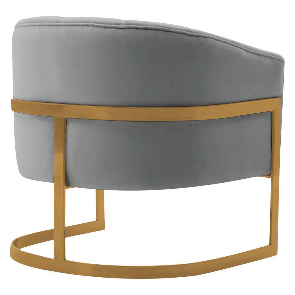 Kit 2 Poltronas De ativas Sala De Estar Mavie Base De Ferro Dourado Bouclé Móveis Cinza - 4