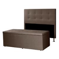 Kit Cabeceira E Calçadeira Baú Casal King 1,95m Berlim Suede Marrom Dal Poz Estofados - 1