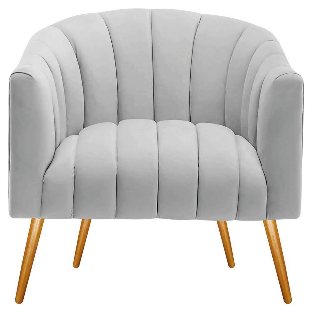 Kit 02 Poltronas Decorativas Senna Linho Cinza Claro - 4