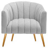 Kit 02 Poltronas Decorativas Senna Linho Cinza Claro