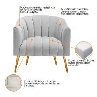 Kit 02 Poltronas Decorativas Senna Linho Cinza Claro - 7