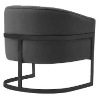 Poltrona Decorativa Sala De Estar Recepção Mavie Base De Ferro Preto Linho Adj Decor Cinza Escuro - 2