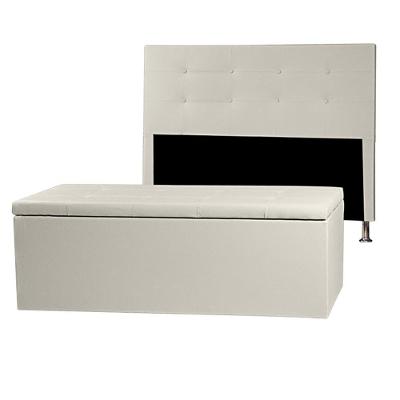 Kit Cabeceira E Calçadeira Baú Solteiro 0,90m Berlim Material Sintético Bege Dal Poz Estofados