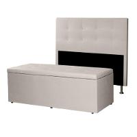 Kit Cabeceira E Calçadeira Baú Casal King 1,95m Berlim Suede Bege Dal Poz Estofados - 1