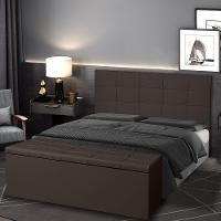 Kit Cabeceira E Calçadeira Baú Casal Queen 1,60m Roma Material Sintético Marrom Dal Poz Estofados - 2