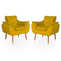 Kit 02 Poltronas Opala Para Sala Confortável Resistente Amarelo - 1
