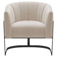 Poltrona De ativa Sala De Estar Mavie Base De Ferro Preto Linho Móveis Bege - 2