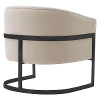 Poltrona De ativa Sala De Estar Mavie Base De Ferro Preto Linho Móveis Bege - 5