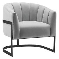 Kit 2 Poltronas Decorativas Sala De Estar Recepção Mavie Base De Ferro Preto Linho Cinza Claro - 3