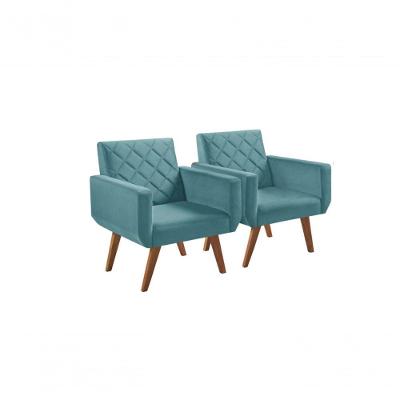 Kit 2 Poltronas 1 Lugar Anabelle Giratória Suede Unidecor
