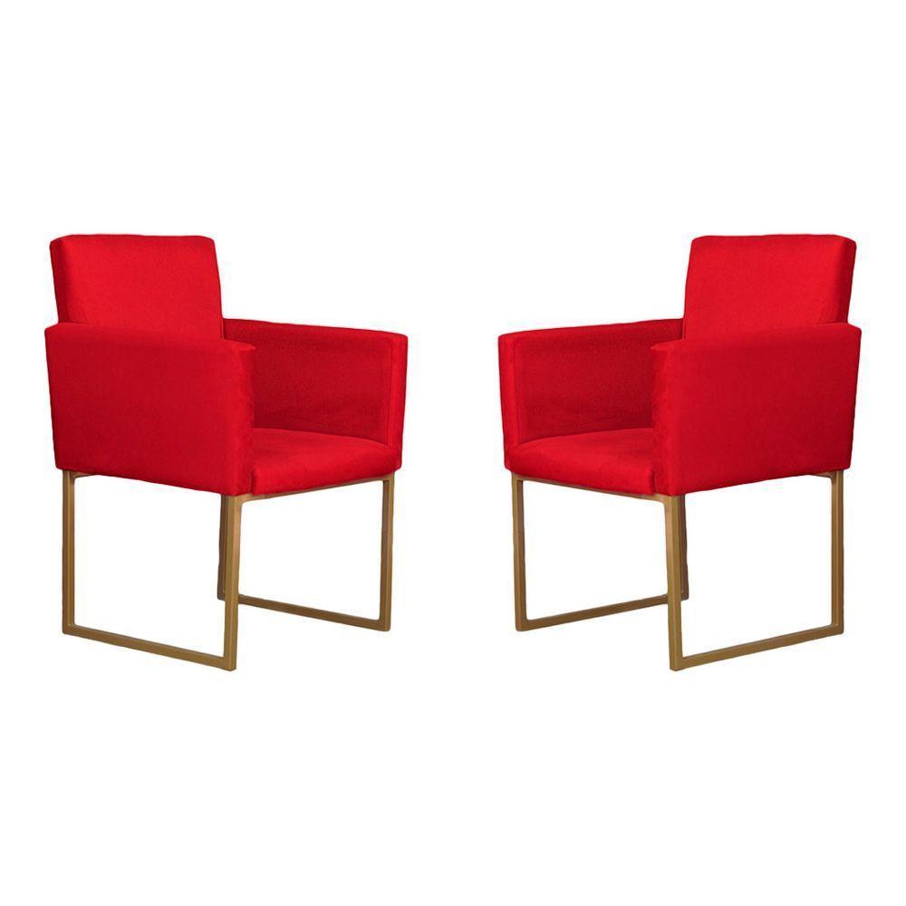 Conjunto 02 Poltronas Para Recepção E Sala Klara Suede Vermelho - 1