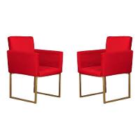 Conjunto 02 Poltronas Para Recepção E Sala Klara Suede Vermelho - 1