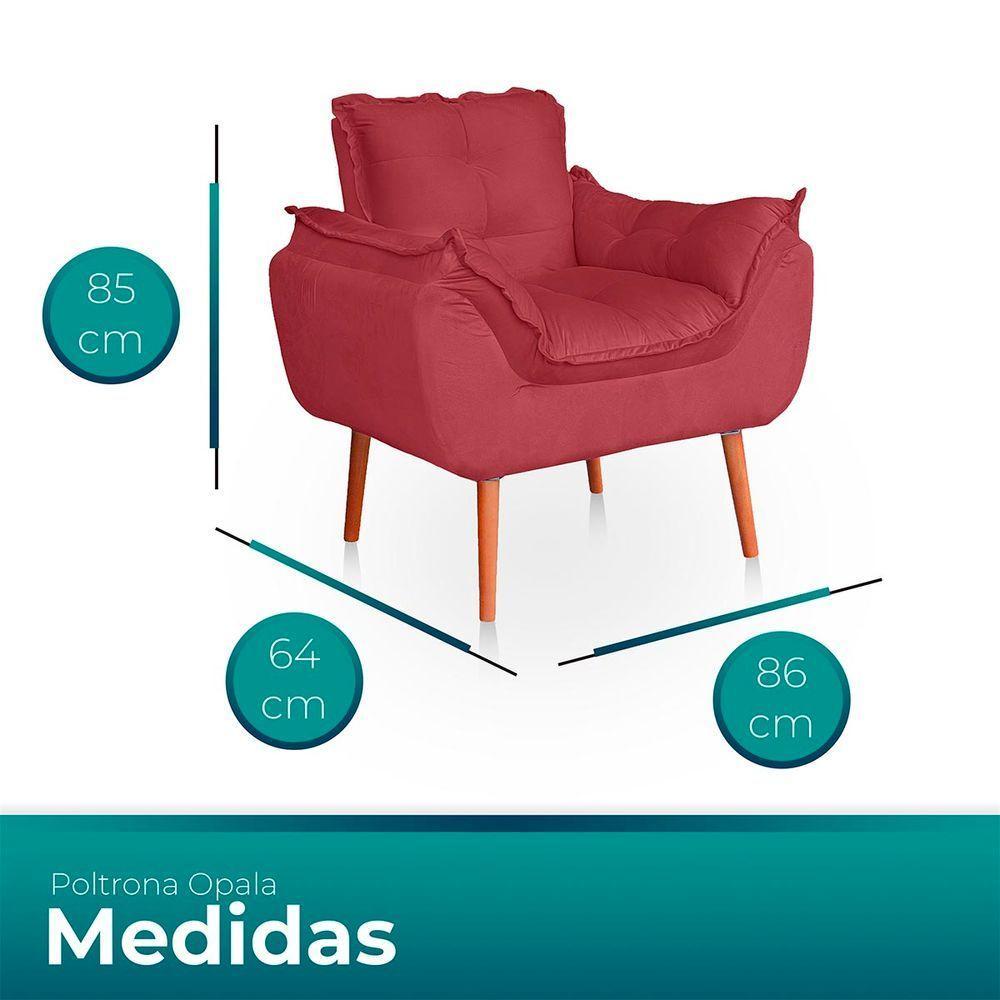 Kit 02 Poltronas Opala Para Sala Confortável Resistente Rose - 4