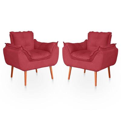 Kit 02 Poltronas Opala Para Sala Confortável Resistente Rose