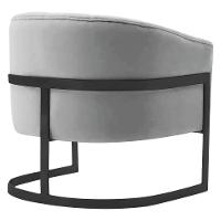 Kit 2 Poltronas Decorativas Sala De Estar Recepção Mavie Base De Ferro Preto Linho Adj Decor Cinza Claro - 2