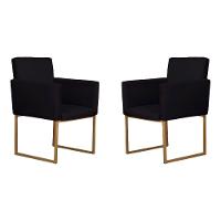 Kit 02 Poltronas Para Recepção E Sala De Estar Klara Suede Preto - 1