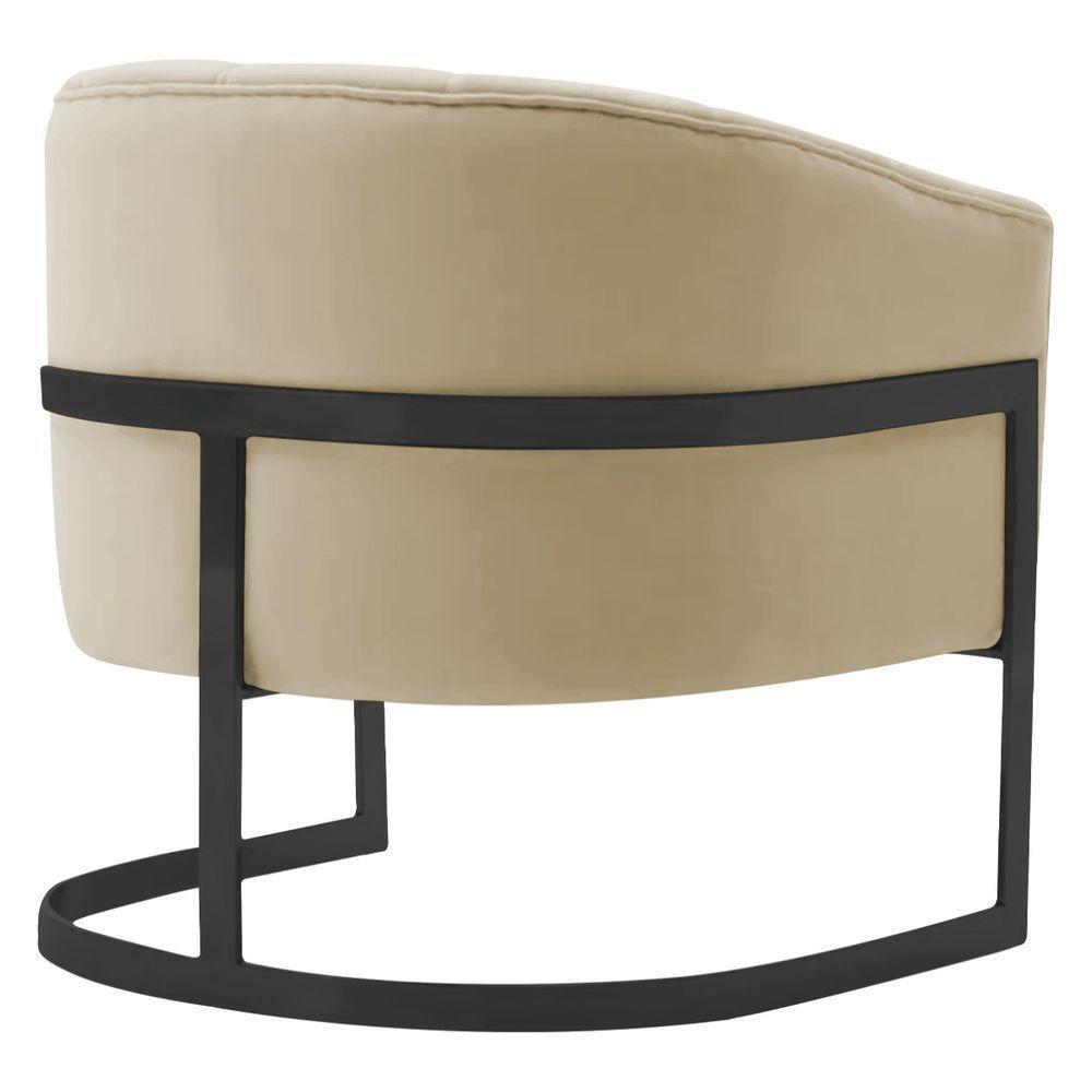 Kit 2 Poltronas De ativas Sala De Estar Mavie Base De Ferro Preto Suede Móveis Bege - 4
