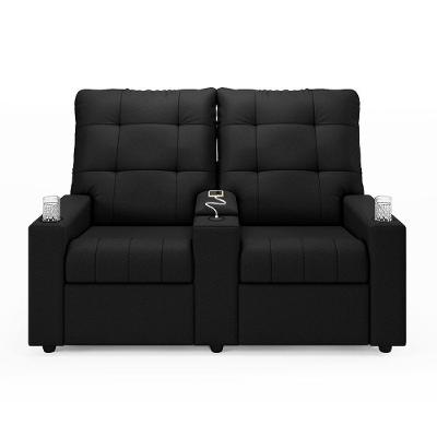 Poltrona De Cinema Reclinável 2 Lugares Baú Usb Mallie Fh9 Veludo Preto
