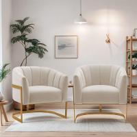 Kit 2 Poltronas De ativas Sala De Estar Mavie Base De Ferro Dourado Linho Móveis Cinza Escuro - 6