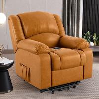 Poltrona Do Papai Reclinável Pietra Elevação Lift Elétrico Fh9 Pu Whisky Mpozenato - 8