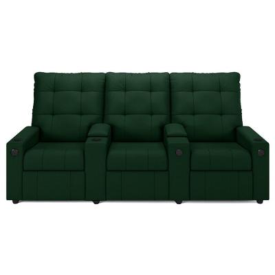 Poltrona Do Papai Reclinável Mallie 3 Lugares Baú Usb Fh9 Veludo Verde - Mpozenato
