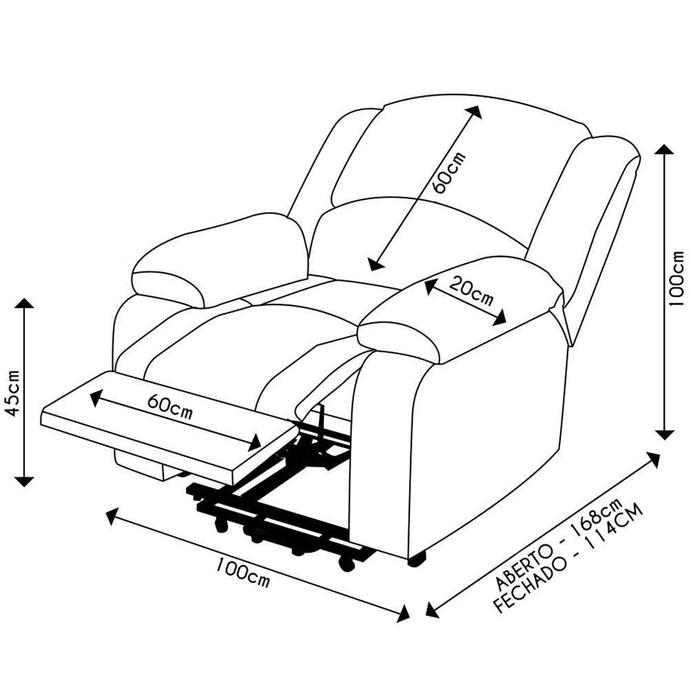 Poltrona Do Papai Reclinável Pietra Elevação Lift Elétrico Fh9 Pu Preto Mpozenato - 2