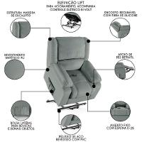 Poltrona Do Papai Reclinável Pietra Elevação Lift Elétrico Fh9 Pu Cinza Mpozenato - 7
