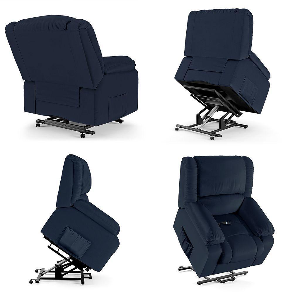 Poltrona Do Papai Reclinável Pietra Elevação Lift Elétrico Fh9 Pu Azul Mpozenato - 9