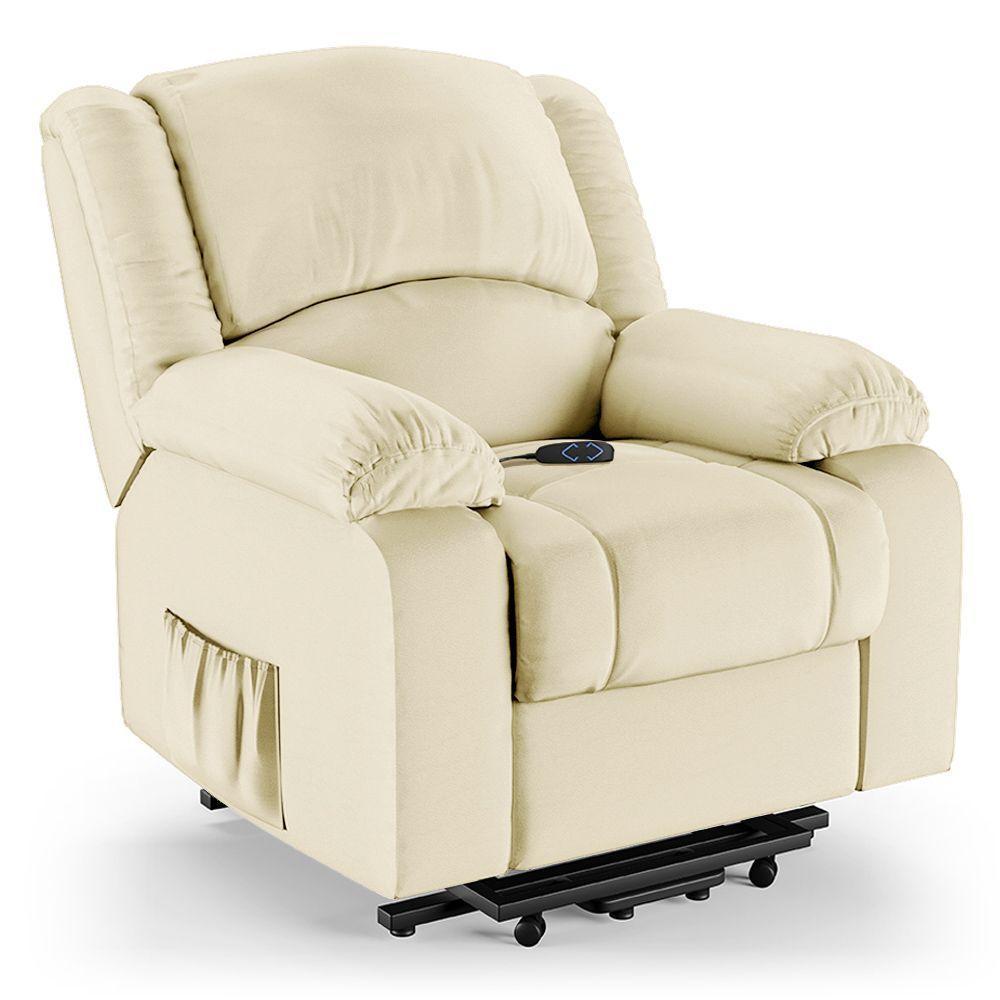 Poltrona Do Papai Reclinável Pietra Elevação Lift Elétrico Fh9 Pu Bege Mpozenato - 1