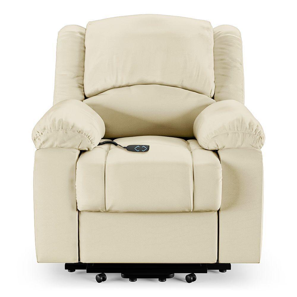Poltrona Do Papai Reclinável Pietra Elevação Lift Elétrico Fh9 Pu Bege Mpozenato - 3