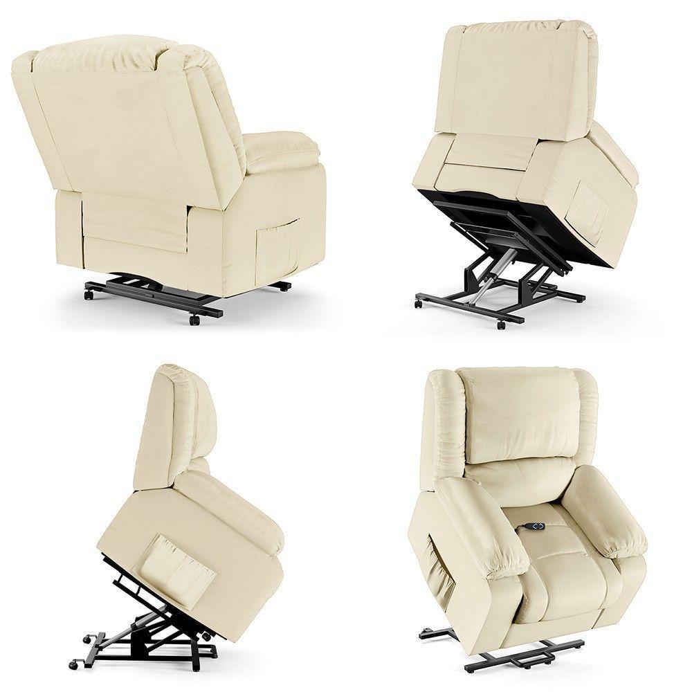 Poltrona Do Papai Reclinável Pietra Elevação Lift Elétrico Fh9 Pu Bege Mpozenato - 9