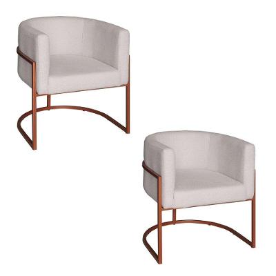 Poltrona Base Industrial Bronze Kit 2 Lety Blouclê Off White