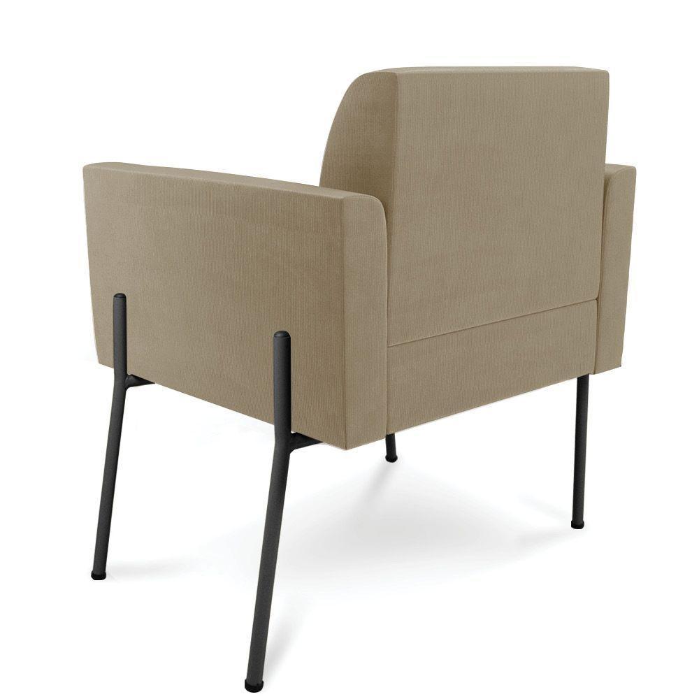 Poltrona Pé De Ferro Preto Para Sala Kit 2 Marisa Suede D03 - D'rossi Cor Marrom Rato - 3