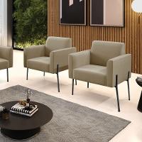 Poltrona Pé De Ferro Preto Para Sala Kit 2 Marisa Suede D03 - D'rossi Cor Marrom Rato - 2