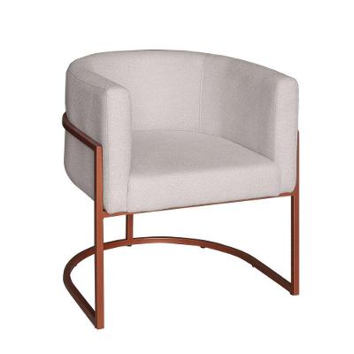 Poltrona Lety Base Industrial Bronze Veludo Off White D'Rossi
