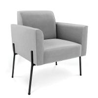 Poltrona Pé De Ferro Preto Para Sala Kit 2 Marisa Suede D03 - D'rossi Cor Cinza - 3