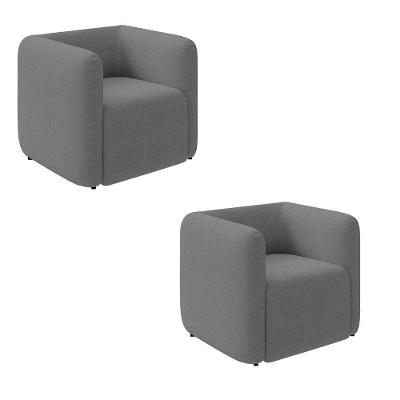 Poltrona Sala De Estar Decorativa Kit 2 Laguna Bouclê Cinza K01 - D'rossi