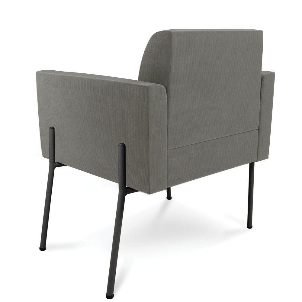 Poltrona Pé De Ferro Preto Para Sala Kit 2 Marisa Suede Grafite D03 - D'rossi - 2