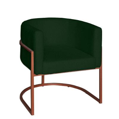 Poltrona Base Industrial Bronze Sala De Estar Lety Veludo S05 - D'rossi Cor Verde