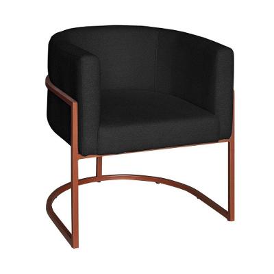 Poltrona Base Industrial Bronze Sala De Estar Lety Veludo Preto S05 - D'rossi