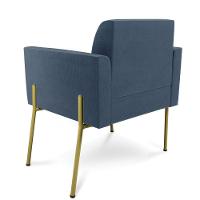 Poltrona Pé De Ferro Dourado Decorativa Kit 2 Marisa Suede D03 Azul Marinho - 2