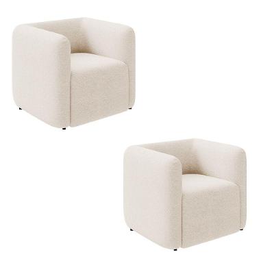 Poltrona Sala De Estar Decorativa Kit 2 Laguna Bouclê Bege K01 - D'rossi
