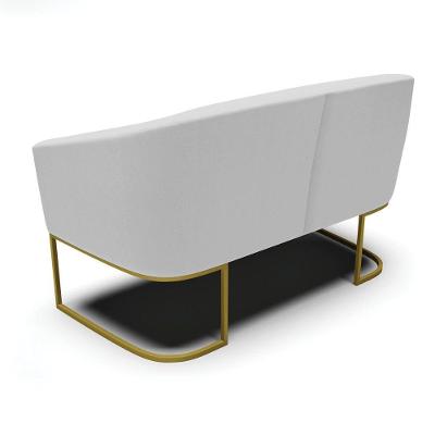 Namoradeira E 2 Poltronas Base Industrial Dourado Stella Linho D03 - D'rossi Cor A05 Cinza