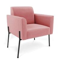 Poltrona Pé De Ferro Preto Para Sala Kit 2 Marisa Suede D03 - D'rossi Cor Rose - 3