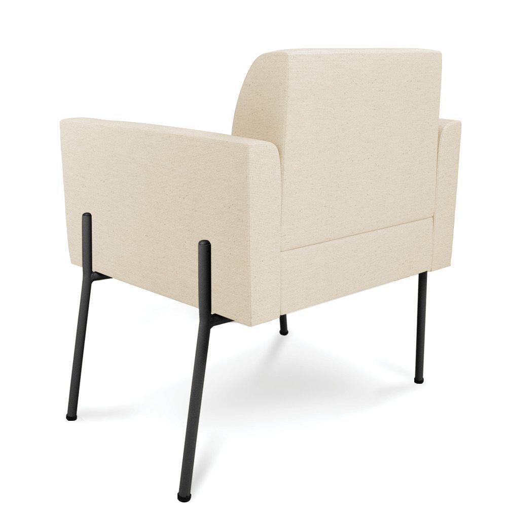 Poltrona Pé De Ferro Preto Kit 2 Decorativa Marisa Linho D03 - D'rossi Cor Bege - 2