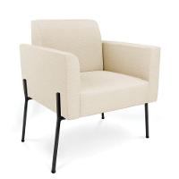 Poltrona Pé De Ferro Preto Kit 2 Decorativa Marisa Linho D03 - D'rossi Cor Bege - 3