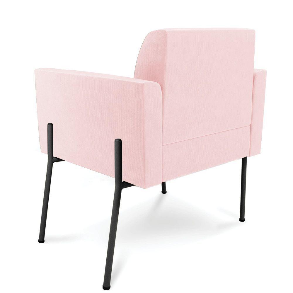 Poltrona Pé De Ferro Preto Para Sala Kit 2 Marisa Suede Rosa Bebê D03 - D'rossi - 2
